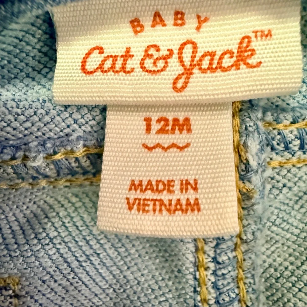 Cat & Jack Baby Girl Jeans Size 12 Months Elastic Waist Daisy Print
